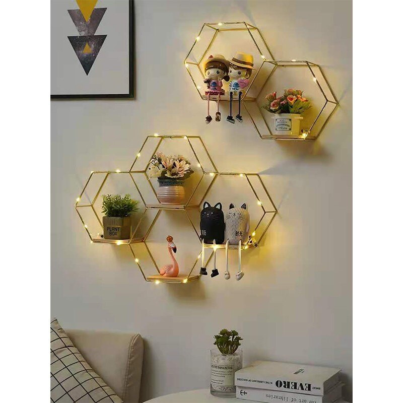 Sandėliavimo laikiklis Nordic šešiakampė sieninė lentyna Dekoratyvinė lentynų lentyna Lentynos Morden sieninių lentynų laikiklis Namų lentyna