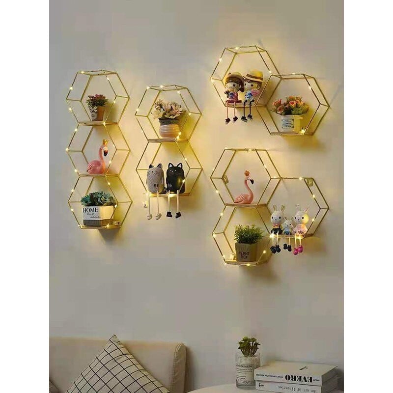 Sandėliavimo laikiklis Nordic šešiakampė sieninė lentyna Dekoratyvinė lentynų lentyna Lentynos Morden sieninių lentynų laikiklis Namų lentyna