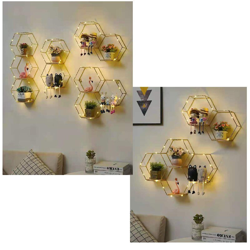 Sandėliavimo laikiklis Nordic šešiakampė sieninė lentyna Dekoratyvinė lentynų lentyna Lentynos Morden sieninių lentynų laikiklis Namų lentyna