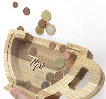 DIY Όνομα γράμματος Piggy Bank Στολίδι Ξύλινο Money Box Κέρμα Βάζο αποθήκευσης Δεξαμενή οργάνωσης Ξύλο Αναμνηστικά Χειροτεχνία Παιδικά Δώρα