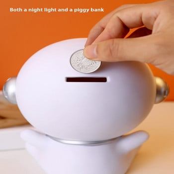 Creative Astronaut Piggy Bank with Night Light Money Box για παιδιά Κουμπαράς νομίσματα Ηλεκτρονική Piggys Bank Money Organizer