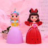 Decor pentru casă Dormitor Drăguț de desene animate Pușculiță Prințesă Pușculiță Unicorn Păpușă Cutie de monede pentru bani Banca de economisire în siguranță Copii Fată Cadou de aniversare