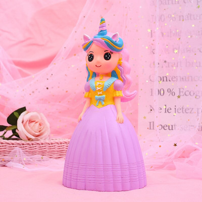 Decor pentru casă Dormitor Drăguț de desene animate Pușculiță Prințesă Pușculiță Unicorn Păpușă Cutie de monede pentru bani Banca de economisire în siguranță Copii Fată Cadou de aniversare