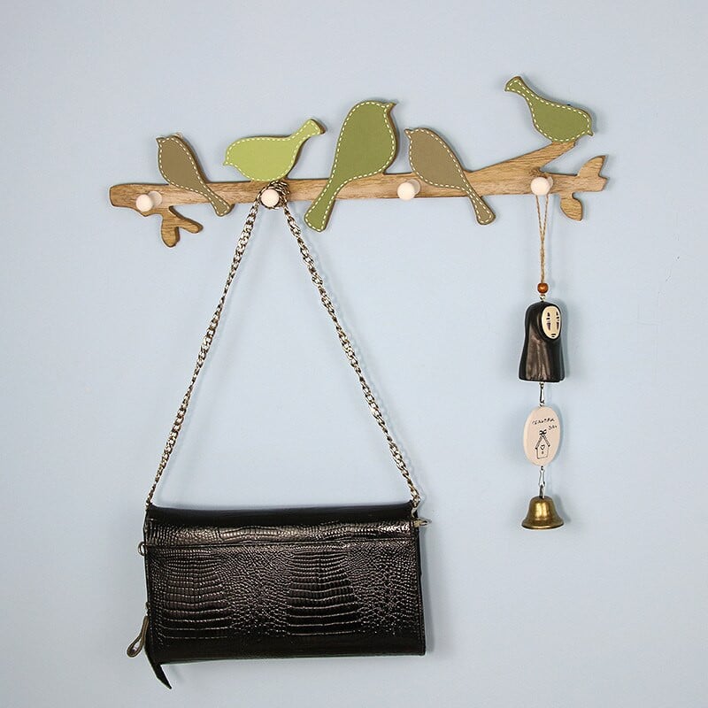 декорация на стена Дървени птици Кука за палта Релса Закачалка за дрехи Деца Спалня Стена Врата Висящи декорации Домашен интериорен декор