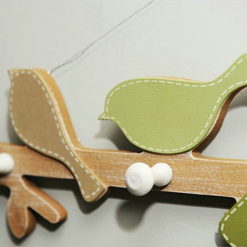 декорация на стена Дървени птици Кука за палта Релса Закачалка за дрехи Деца Спалня Стена Врата Висящи декорации Домашен интериорен декор