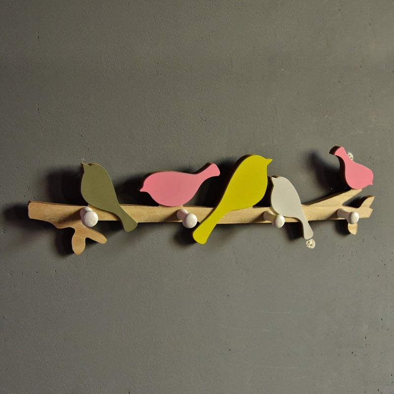 декорация на стена Дървени птици Кука за палта Релса Закачалка за дрехи Деца Спалня Стена Врата Висящи декорации Домашен интериорен декор