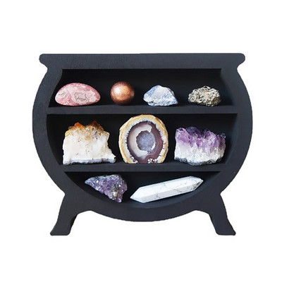 Kristálypolc Vitrin Molypolc Kristályokhoz Gothic Home Decor Boho szobadekoráció Fa Hold polc az otthoni hálószoba falához elengedhetetlen