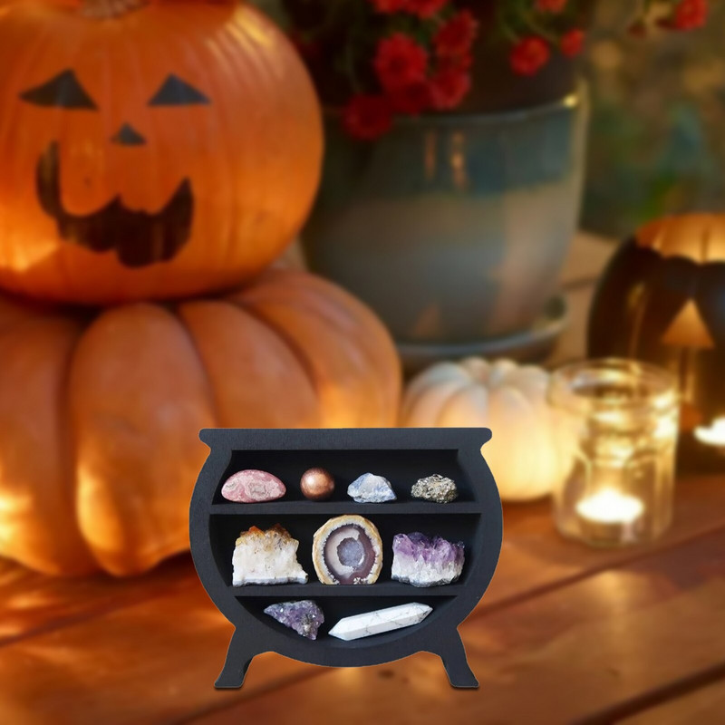 Kristálypolc Vitrin Molypolc Kristályokhoz Gothic Home Decor Boho szobadekoráció Fa Hold polc az otthoni hálószoba falához elengedhetetlen