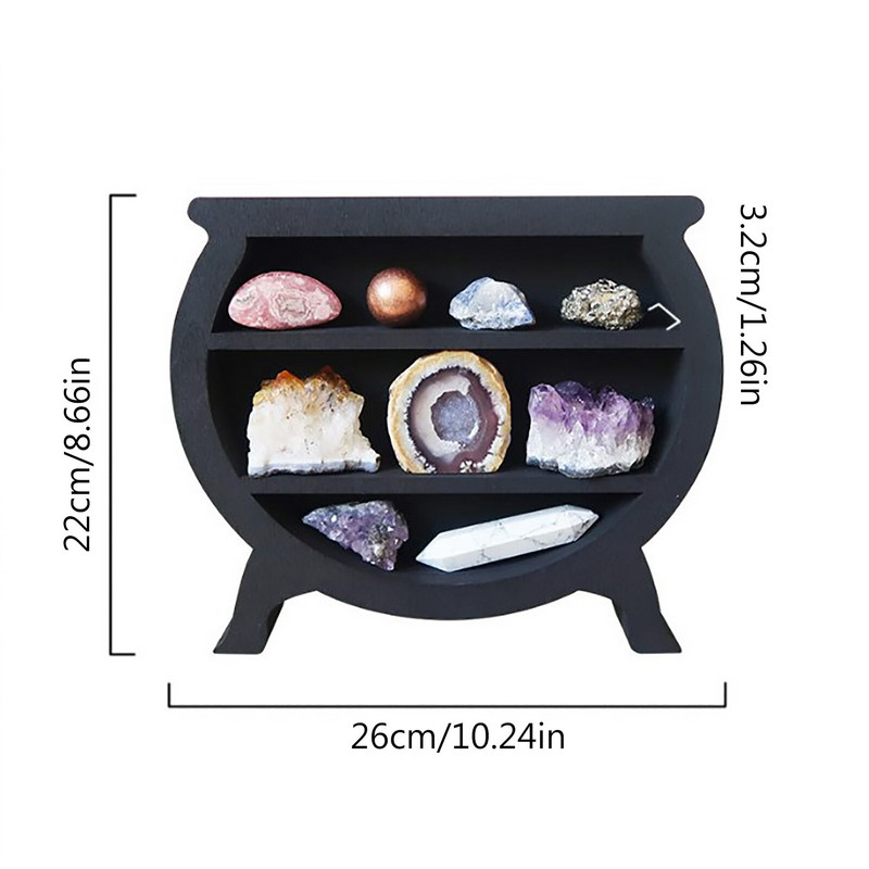 Kristálypolc Vitrin Molypolc Kristályokhoz Gothic Home Decor Boho szobadekoráció Fa Hold polc az otthoni hálószoba falához elengedhetetlen