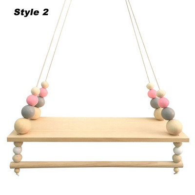 Mărgele nordice de agățat pe perete Scândură din lemn Rezistență foto Raft de depozitare pentru camera copiilor cu tijă pentru prosoape Nu include articole pe rafturi