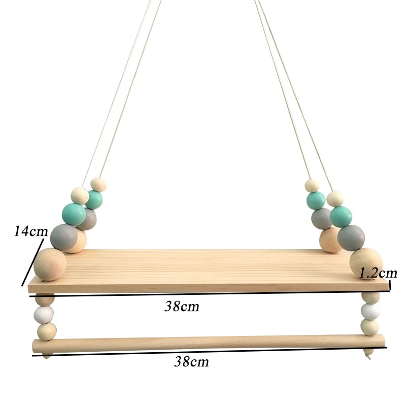 Mărgele nordice de agățat pe perete Scândură din lemn Rezistență foto Raft de depozitare pentru camera copiilor cu tijă pentru prosoape Nu include articole pe rafturi