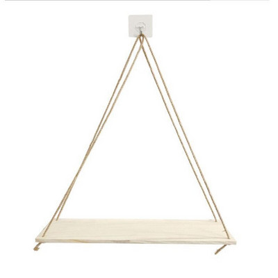 Leagăn de frânghie din lemn pentru agățat pe perete pentru plante, ghiveci, rafturi de perete plutitoare montate în tavă, decorare nordică a casei, design simplu moredn