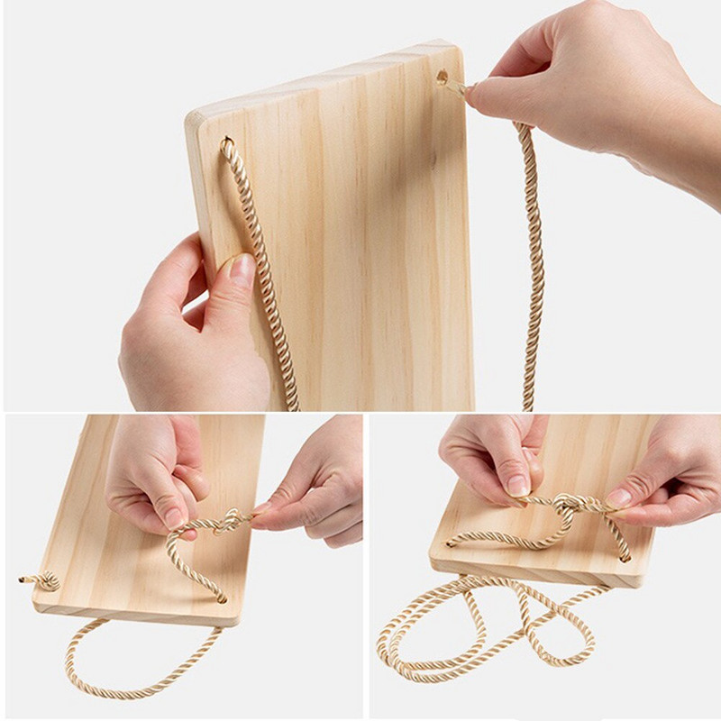 Leagăn din frânghie din lemn pentru agățat pe perete pentru plante, ghiveci, rafturi de perete plutitoare montate în tavă, decorație nordică, design simplu și modern