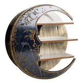 Sienoje montuojamas mėnulio formos vyno butelių stendas, sienos dekoras, medinis stiklinis lentynos laikiklis, skirtas eteriniams aliejams, kosmetikos meno papuošalams