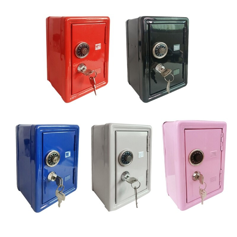 Mini dulap metalic pentru bancă de monede cu chei Seif de securitate borcan pentru economisirea banilor pentru copii