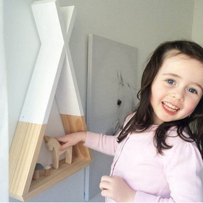 Nordic Style Kids Baby Fa trigon tároló könyves polc háromszög Gyönyörű színek falra akasztható otthoni szoba barkács dekorációs ajándék