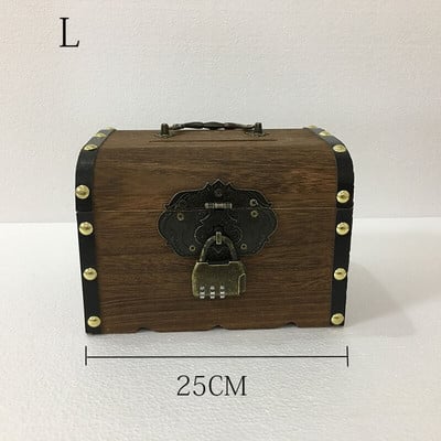 Retro medinė taupyklė, Su kodine spyna Didelės talpos banknotų ir monetų laikymo dėžutė Lobių skrynios dekoravimo dėžutė nemokamas pristatymas