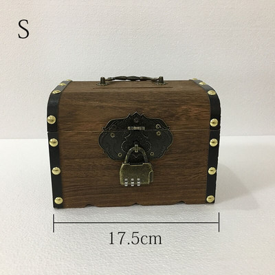 Retro medinė taupyklė, Su kodine spyna Didelės talpos banknotų ir monetų laikymo dėžutė Lobių skrynios dekoravimo dėžutė nemokamas pristatymas