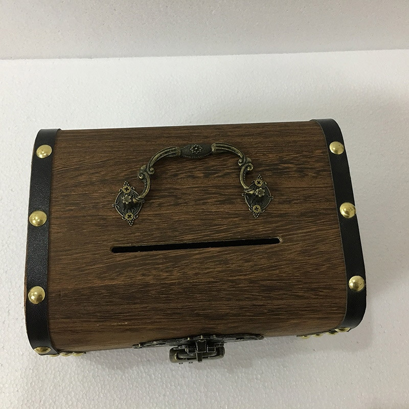 Retro medinė taupyklė, Su kodine spyna Didelės talpos banknotų ir monetų laikymo dėžutė Lobių skrynios dekoravimo dėžutė nemokamas pristatymas
