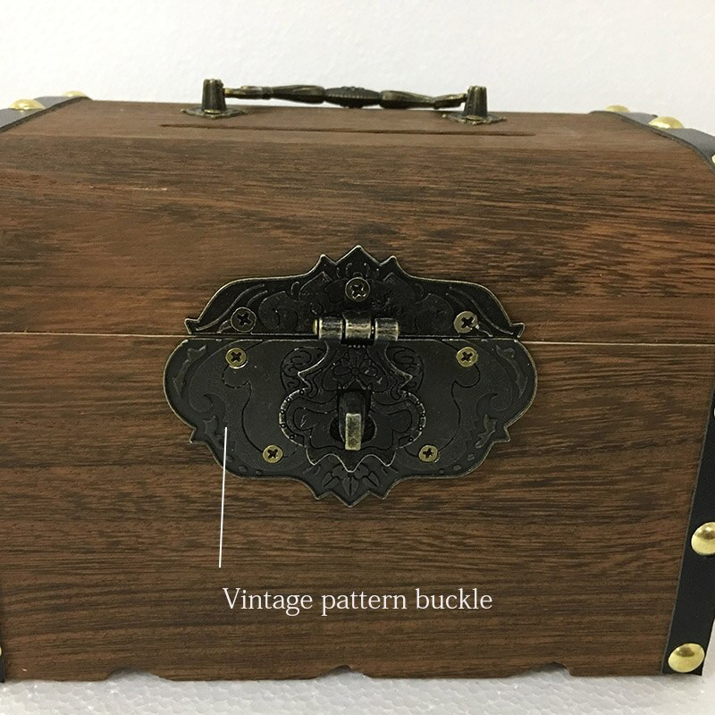 Retro medinė taupyklė, Su kodine spyna Didelės talpos banknotų ir monetų laikymo dėžutė Lobių skrynios dekoravimo dėžutė nemokamas pristatymas