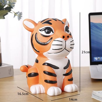 Μεγάλο μέγεθος Tiger Money Box Κουμπαράς για παιδιά Παιδιά Αγόρια Παιχνίδια Δώρο Βινυλίου Φιγούρες ζώων Ταμιευτήριο για νομίσματα Χρηματοκιβώτιο