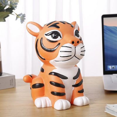 Μεγάλο μέγεθος Tiger Money Box Κουμπαράς για παιδιά Παιδιά Αγόρια Παιχνίδια Δώρο Βινυλίου Φιγούρες ζώων Ταμιευτήριο για νομίσματα Χρηματοκιβώτιο