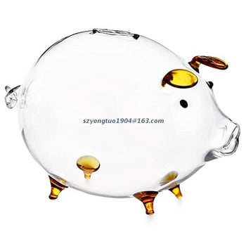 P82D Pig Piggy Bank Κουτιά χρημάτων Κέρματα Κουτί φύλαξης Χαριτωμένο διαφανές γυάλινο αναμνηστικό Γέννηση