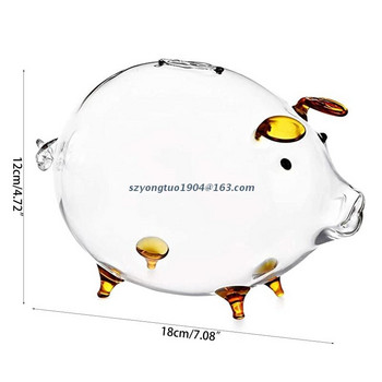 P82D Pig Piggy Bank Κουτιά χρημάτων Κέρματα Κουτί φύλαξης Χαριτωμένο διαφανές γυάλινο αναμνηστικό Γέννηση