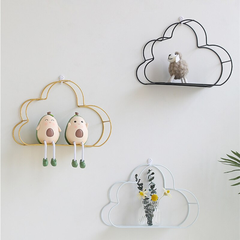 Vasfelhő alakú fali polc tároló állvány Otthon Fali dekoráció Lebegő polcok Hálószoba polc Dekoratív fali függő kézműves termékek