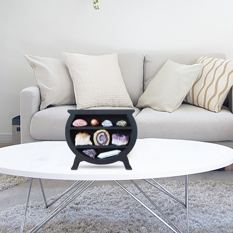 Kristálypolc Vitrin Molypolc kristályokhoz Gothic Home Decor Boho szobadekoráció Fa Hold polc az otthoni hálószoba falához elengedhetetlen