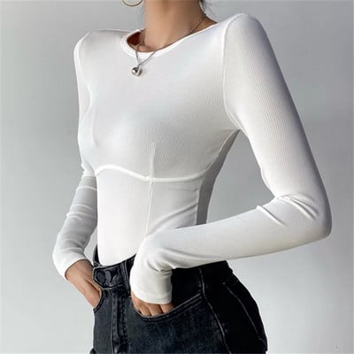 Divatos, hosszú ujjú, o-nyakú női body