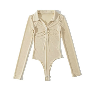 Ženski moderan bodi s klasičnim ovratnikom i gumbima