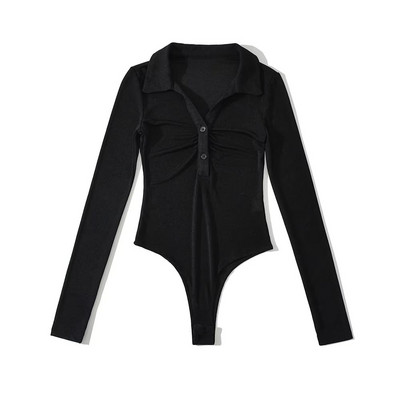 Ženski moderan bodi s klasičnim ovratnikom i gumbima