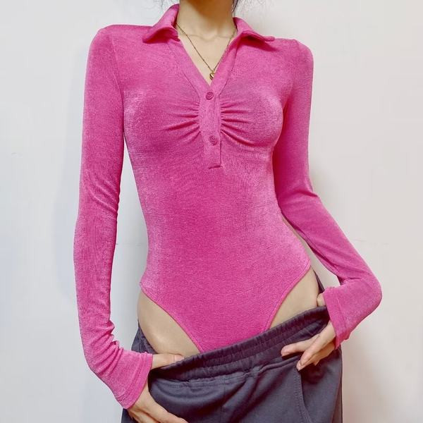 Ženski moderan bodi s klasičnim ovratnikom i gumbima