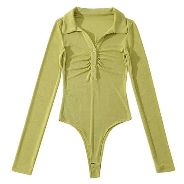 Ženski moderan bodi s klasičnim ovratnikom i gumbima