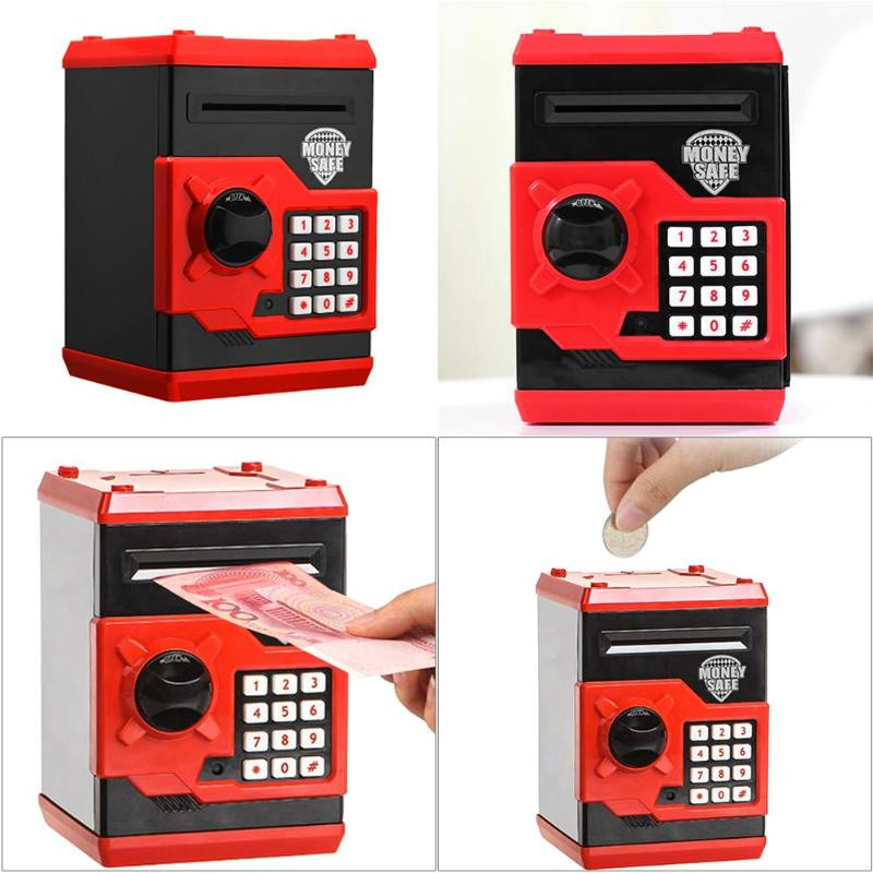 Elektronikus Piggy Bank ATM Jelszó Pénzdoboz Készpénz Érmék Takarékdoboz ATM Bank Automata Széf Befizetés Bankjegy Karácsonyi Ajándékok