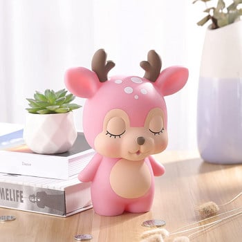 Χαριτωμένο δημιουργικό κέρμα ρητίνης Piggy Bank Cartoon Deer Piggy Bank Σαλόνι Τράπεζα Υπνοδωμάτιο Διακόσμηση επιφάνειας εργασίας Στολίδια ειδώλιο δώρο