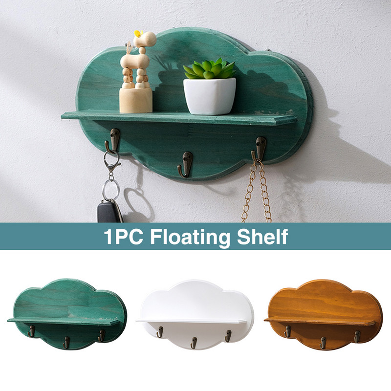 Falra akasztható táska Lebegő polc Baba Csecsemő Fürdőszoba Gyerekszoba Otthoni dekoráció Felhő alakú kampókkal Esernyő Gyermekkulcsok Játszószoba