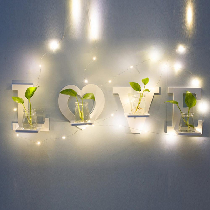 4db HOME LOVE Letter fali függesztő cserepes növénytároló polctartó szoba dekoráció