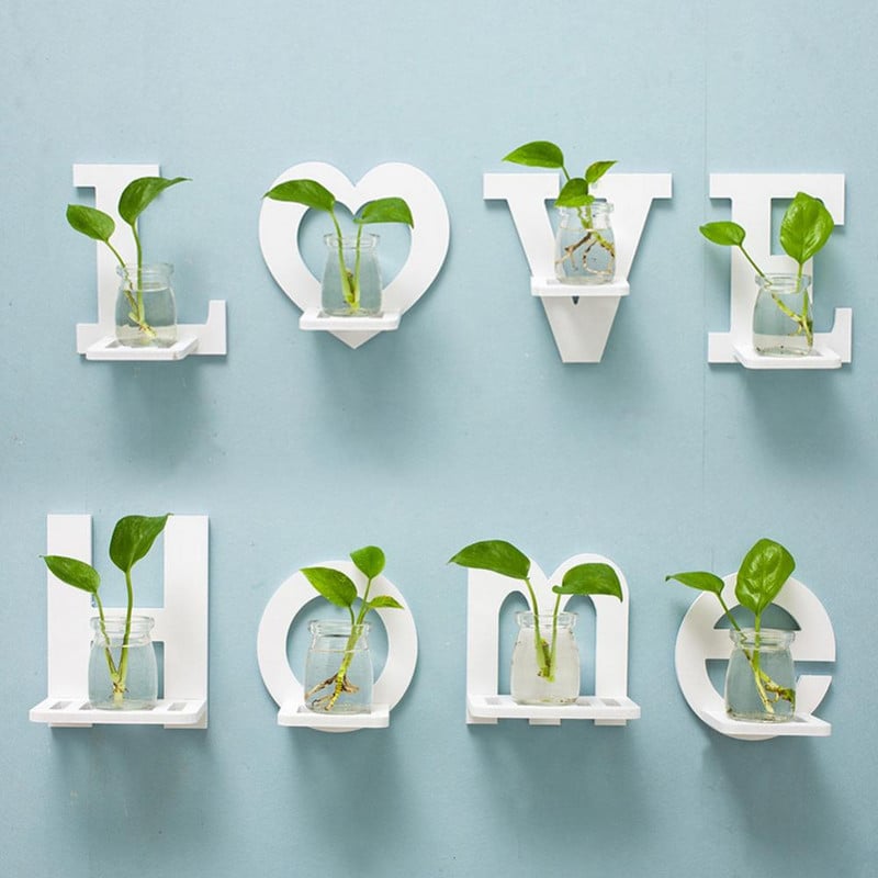 4db HOME LOVE Letter fali függesztő cserepes növénytároló polctartó szoba dekoráció