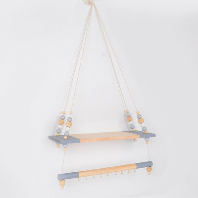 Nordic INS Dekoracija dječje sobe Drveni stalak za pohranu Zidna viseća polica za dječje spavaće sobe Dekorativne police