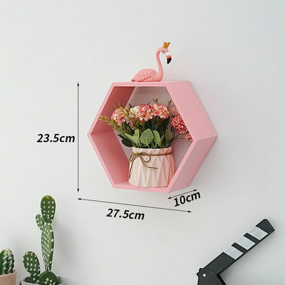 Skandináv stílusú fa dekor falra szerelhető hatszögletű keretes könyvek játékok virágcserép tároló polctartó figurák bemutató kézműves polcok