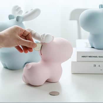 Elk Piggy Bank για ενήλικες Παιδιά Save Money Bank Ρητίνη Cash Κουτί νομισμάτων Προσέλκυση Βάζου Χρημάτων Δώρο Γενεθλίων Διακόσμηση σπιτιού σε σκανδιναβικό στυλ