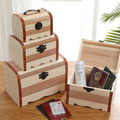 Kutija Drvena škrinja s blagom Spremište banke Drveni poklopac Novac s prascem Organizator za nakit Za uspomenu Poklon kutije Ručno izrađene dječje kuće