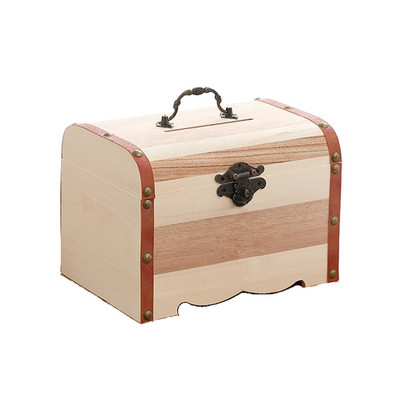 Kutija Drvena škrinja s blagom Spremište banke Drveni poklopac Novac s prascem Organizator za nakit Za uspomenu Poklon kutije Ručno izrađene dječje kuće