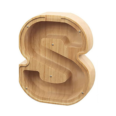 O la Z Cutie de economisire cu alfabet englezesc creativ Literă engleză Cutie de depozitare a banilor din lemn Borcan personalizat Pușculiță Coin Bank
