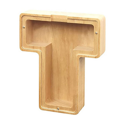 O la Z Cutie de economisire cu alfabet englezesc creativ Literă engleză Cutie de depozitare a banilor din lemn Borcan personalizat Pușculiță Coin Bank