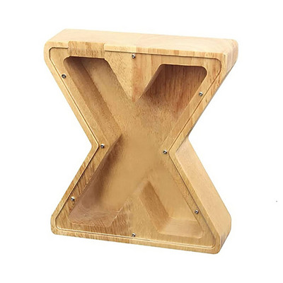 O la Z Cutie de economisire cu alfabet englezesc creativ Literă engleză Cutie de depozitare a banilor din lemn Borcan personalizat Pușculiță Coin Bank