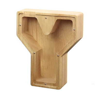 O la Z Cutie de economisire cu alfabet englezesc creativ Literă engleză Cutie de depozitare a banilor din lemn Borcan personalizat Pușculiță Coin Bank