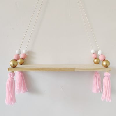 Ukrasna drvena polica za dječju sobu Zidne viseće police od prirodnog drva Dječja soba Baby Bory Girl Polica za odlaganje za dječju sobu Dekoracija